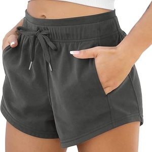 <b>Women's</b> Mid Waist <b>Board</b> <b>Shorts</b> 100% Cotton Breathable Fleece Fabric Custom Logo Decoration Streetwear Hot New Summer Colours - Product Image 4