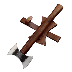 Hacha de Doble Hoja de Acero con Alto Contenido de Carbono, Hecha a Mano, de Primera Calidad, Mango Ergonómico de Madera, Personalizable, Herramienta de Supervivencia para Exteriores - Product Image 1