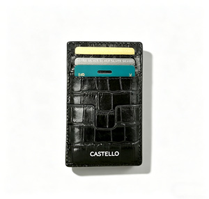 [Artículo Popular] Cartera Delgada de Cuero con Grabado de Cocodrilo Castello, Tarjetero Abierto de Poliéster en Negro, Azul Marino, Rojo y Verde - Product Image 2
