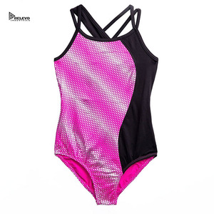 Justaucorps de gymnastique sans manches en maille bleue pour filles, imprimé numérique, haute qualité, personnalisé, en Spandex et Polyester, pour scène, RELEVO - Product Image 5