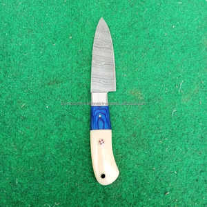 Couteau de cuisine japonais artisanal en acier Damas écologique avec manche en os de chameau et étui en cuir pour chef, idéal pour l'épluchage et le désossage - Product Image 4