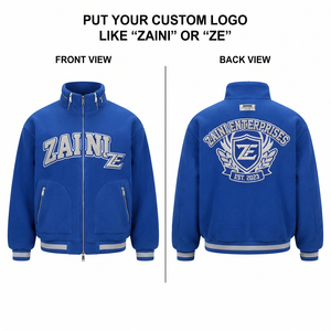 Thin 320 GSM Polar Fleece <b>Jacket</b> Royal Blue Full Zip Custom Printed Logo Mens <b>Warm</b> Autumn <b>Waterproof</b> Breathable Stand Collar - Product Image 1