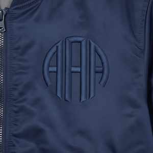 Chaqueta Bomber Azul Marino para Hombre con Logotipo Bordado, Cierre de Cremallera, Cuello Camisero, Ropa Casual de Otoño - Product Image 4