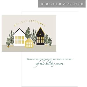 Set di 16 Biglietti d'Auguri Natalizi con Case Invernali e Buste Dorate, Biglietti per le Festività Natalizie - Product Image 2