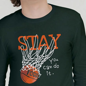 T-shirt en coton tricoté de qualité supérieure pour homme, couleur unie, coupe ample, manches longues, design vierge personnalisable style streetwear - Product Image 3