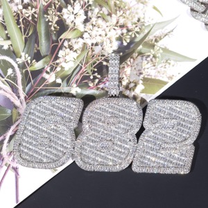 Collar con Nombre Personalizado con Incrustaciones de Diamantes, Cadena Cubana de 20 mm, Colgante con Letras y Números en Forma de Baguette, Joyería Hip Hop - Product Image 4