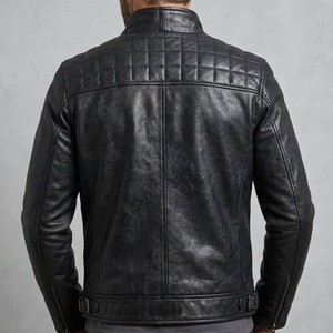 Custom Men Genuine Leather <b>Jacket</b> Slim Fit Motorcycle Cafe <b>Racer</b> Biker <b>Jacket</b> Quilted Shoulder Real Leather Coat for Men - Product Image 6