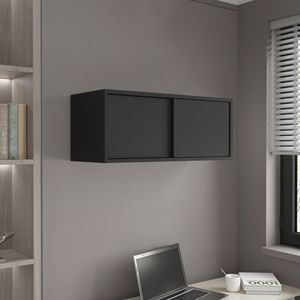 Armadietto da Parete Nero da 13 Pollici con 2 Ante Scorrevoli e 1 Ripiano per Cucina - Product Image 1