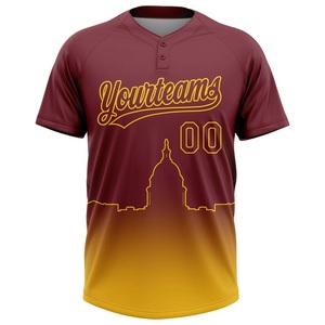 Nouvelle arrivée, maillot de softball dégradé bordeaux et or, respirant, séchage rapide, uniforme d'équipe performant, couleurs personnalisées, OEM ODM - Product Image 1