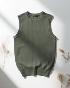 Débardeur d'été décontracté en coton texturé gaufré de qualité supérieure pour hommes - Product Image 2