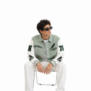 Chaqueta Universitaria de Marca Privada, Cuerpo de Lana, Mangas de Cuero, Parche Bordado en Chenilla, Chaqueta Universitaria Personalizada con Letras de Béisbol - Product Image 2
