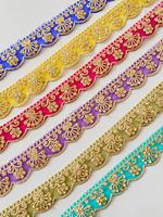 KUSHANG Fil Métallique Polyester Crochet Dentelle Jalebi Broderie Couleur Personnalisée Largeur Motif Plaid Vintage Tissu Doux
