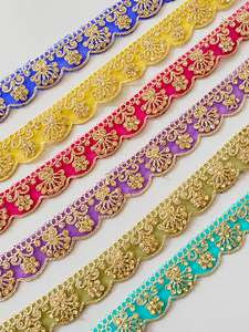 KUSHANG Bordure en dentelle Jalebi à fil métallique, broderie personnalisée, couleur sur mesure, motif écossais vintage, tissu doux, style indien pakistanais - Product Image 3