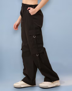 Pantalones Cargo para Mujer, Recién Llegados, con Puños Elásticos y Múltiples Bolsillos, Cintura Alta con Cordón, Estilo Hip Hop - Product Image 3