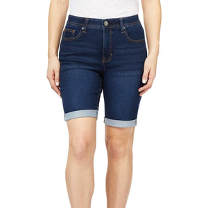 High Waisted Denim Shorts Women's Straight Leg Distressed Cotton Casual <b>Summer</b> Style Rolled Cuff Blue Jean Shorts - Product Image 4