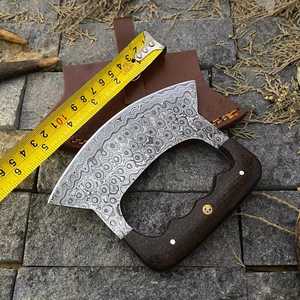 ขวานเหล็กดามัสกัสตีขึ้นรูปด้วยมือ พร้อมด้ามไม้ สำหรับใช้เอาตัวรอด ระดับ DIY - Product Image 5