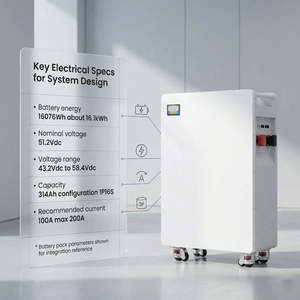 Home Energy Storage <b>Battery</b> 16kWh LiFePO4 51.2V 314Ah Floor Standing for <b>Backup</b> Power - Product Image 5