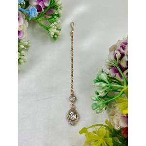 Disha Moissanite Mang Tika-Casual Brass Indian Ethnic Artificial Jewellery - Product Image 5