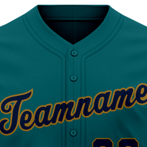 Maillot de baseball bleu sarcelle foncé à manches courtes, boutonné, uniforme d'équipe personnalisé, respirant, chemise de sport athlétique - Product Image 5