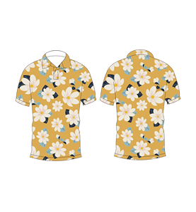 เสื้อโปโลพิมพ์ลายดอกไม้สีเหลืองสำหรับผู้ชายฤดูร้อนแขนสั้นลำลองคอปกติดกระดุมเสื้อยืดน้ำหนักเบาระบายอากาศได้ - Product Image 3