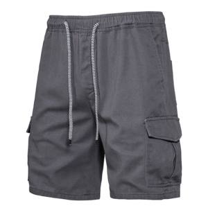 Shorts décontractés pour hommes en mélange de coton, texture jersey douce, taille élastique avec cordon de serrage, style décontracté pour la maison et le bureau, confort optimal - Product Image 3