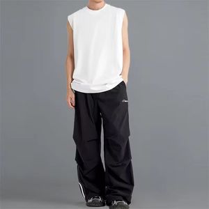 Débardeurs pour hommes style streetwear en coton et élasthanne, couleur unie, séchage rapide, respirants, sans manches, col rond, pour la gym et la course à pied - Product Image 2