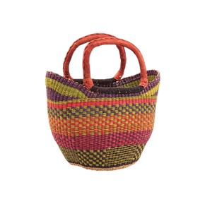 Fashionable Purple Tone Seagrass Handbags Leather Handles Handcrafted Woven <b>Straw</b> <b>Tote</b> <b>Bag</b> Women Summer OEM - Product Image 1