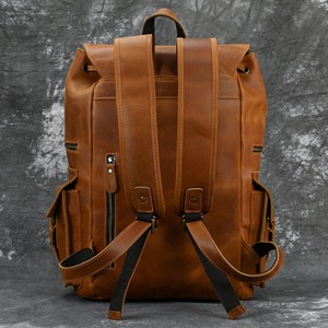 Sac à dos pour ordinateur portable en cuir véritable, style multi-poches, léger, fait main, pour femmes, sacs à dos en cuir très demandés - Product Image 2