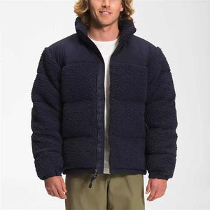 Clothing Manufacturer Custom Winter Warm Stand Collar Zip up <b>Jacket</b> Full Zipper Sherpa Polar Fleece Puffer <b>Jacket</b> for <b>Men</b> - Product Image 2
