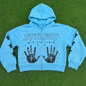 Sudadera con Capucha Personalizada, Color Verde Claro, con Cierre, Unisex, Estilo Urbano, de Algodón Tejido, con Diseño Estampado, para Otoño - Product Image 6