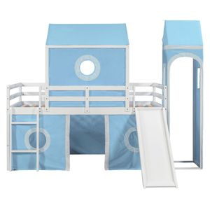 Cama alta individual con tienda de campaña rosa y tobogán azul, cama infantil con características únicas (SKU ANTIGUO WF532001AAC) - Product Image 6