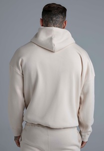 High Quality <b>Men's</b> Winter Casual Solid Color Boxy Hoodie <b>Pullover</b> with Short Wide Zipper Cropped <b>Men</b> Hoodie Loose Fit - Product Image 4