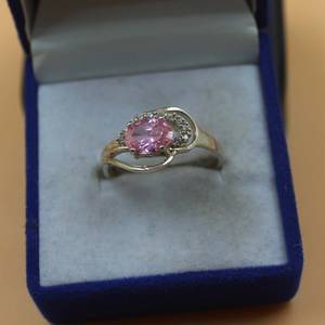 Anillo de zafiro rosa con gema de corte ovalado, plata de ley 925, anillo de compromiso, regalo de aniversario para ella, joyería. - Product Image 2