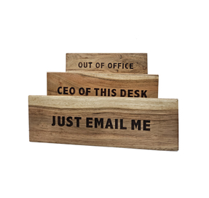 Premium Handcrafted Wooden Desk <b>Name</b> <b>Plate</b> Set of Three with Engraved Office Messages for Executive Workspace Decor - Product Image 1