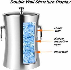 Seau à glace isotherme double paroi en acier inoxydable de style américain, qualité supérieure, avec pinces, idéal pour les fêtes - Product Image 4