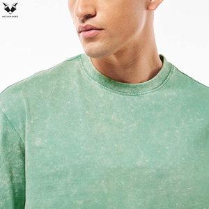 T-shirts Basiques Streetwear Couleur Unie 2026 – T-shirt Oversize Vintage Délavé à l'Acide pour Homme en Coton – Vêtements Décontractés Amples et Confortables - Product Image 5