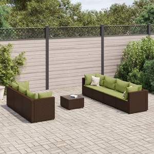 Set da 8 Pezzi Modulare in Polyrattan Marrone per Patio e Giardino, Set da 7 - Product Image 1
