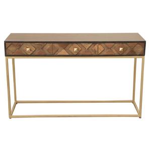 Modern Solid Wood Eco-Friendly Living Room & Hotel Panel <b>Console</b> <b>Table</b> with Drawer <b>Storage</b> and Iron Metal Legs - Product Image 2
