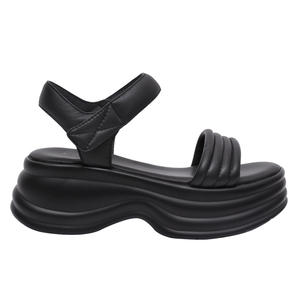 Sandalias Negras de Plataforma Ann'S, 6 cm, Suela Gruesa, Piel de Cordero, Sandalias Deportivas, Ajustables con Velcro, Zapatos Cómodos de Verano - Product Image 2