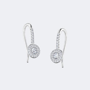 Pendientes colgantes con halo de diamantes de talla redonda de 1.00 CTW en un engaste de joyería fina - Product Image 5