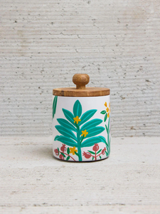 Pot à épices en bois artisanal écologique avec couvercle en bois, motif floral, hermétique, grande capacité, récipient de stockage alimentaire pour la cuisine - Product Image 4