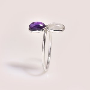 Moonstone and Labradorite Open <b>Ring</b> 925 <b>Sterling</b> <b>Silver</b> <b>Adjustable</b> Gemstone <b>Ring</b> Handmade Boho Jewelry for Women Gift For Her - Product Image 3