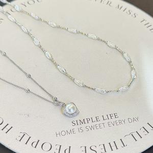 Collar de Perlas Barrocas, Collar de Clavícula Irregular de Agua Dulce Natural, Doble Capa - Product Image 2