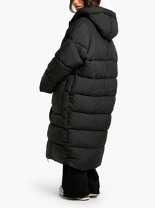 Doudounes et manteaux personnalisés ODM/OEM pour femmes, 90% duvet de canard blanc, à capuche, couleur noire, coupe longue et ample, style streetwear, vêtements d'extérieur d'hiver - Product Image 2