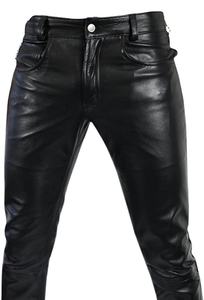 Pantalon en cuir de vachette pour homme, taille mi-haute, coupe droite, léger, style décontracté, qualité supérieure, pour le cyclisme, vente en gros - Product Image 5
