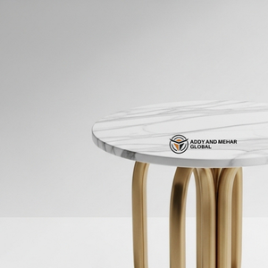 Taburete Moderno Industrial con Tapa de Mármol y Base de Metal Dorado |   Asientos de Lujo Contemporáneos, Ecológicos y Duraderos para Uso en Almacenes y Escuelas - Product Image 2