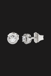 Pendientes de Lujo con Moissanita Redonda y Halo, Plata 925 con Baño de Rodio, Clásicos y Brillantes, Joyería Elegante para Regalo - Product Image 4