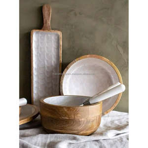 Cuenco de diseño multifunción con cuchara Cuencos duraderos ecológicos Cuencos de madera personalizados Esmalte blanco Frutas y ensaladera Impermeable - Product Image 4