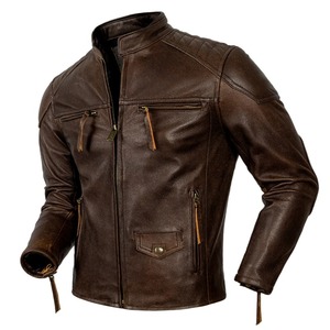 Bulk <strong>Leather</strong> Jackets in Stock Vintage Brown Autumn <strong>Leather</strong> Jacket Size XS to 8XL Natural Cowhide Collar Genuine <strong>Leather</strong> Coat - Product Image 1