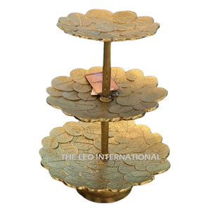 High Quality Metal Marble and Stainless Steel Metal 2 <b>Tier</b> <b>Cake</b> Stand Flower Shape Silver Color Border Wedding Decoration - Product Image 5